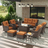 10 Piece Patio Furniture Set with Fire Pit Table - Photo 1