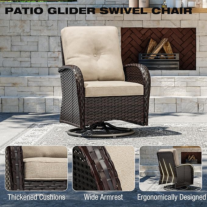 Joyside Wicker Patio Furniture Set, 10 Piece Outdoor Furniture Set with Thickened Cushions, High Back, Deep Seating - Photo 4