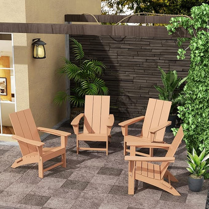 WestinTrends Ashore Modern Outdoor Folding Adirondack Chair (Set of 4), Teak