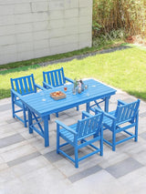HDPE Patio Dining Set, 5-Piece Outdoor Table and Chairs with Umbrella Hole, Modern Outdoor Dining Set for 4 - Photo 2