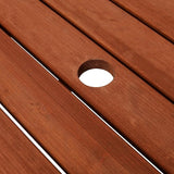 Wooden Picnic Table,Outdoor Wooden Dining Rectangle Table w/Umbrella Hole,for Patio,Garden,Backyard - Photo 8