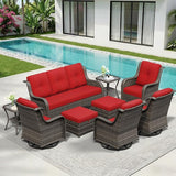 9 Piece Outdoor Wicker Patio Furniture Set, Outdoor Swivel Rocker Patio Chairs Set with Thickened Olefin Cushions - Photo 9