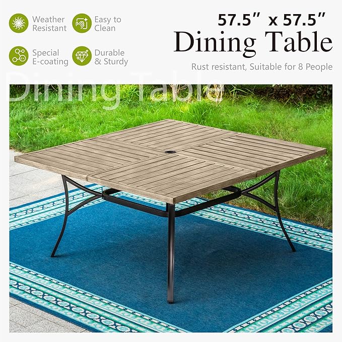 Sophia & William 57.5" Large Outdoor Patio Table for 8 - Photo 3
