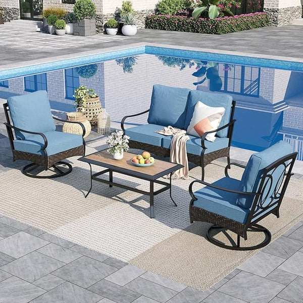 Sophia & William Patio Furniture Set, 4 Piece Metal Outdoor Conversation Set with 2-Seater Outdoor Couch - Photo 1