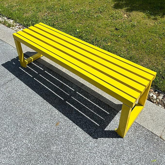 Backless Outdoor Garden Bench, Park Bench with Slatted Seat, All Weather Outdoor Benches, 2-3 Person Seat Front Porch Benches Outdoor, Metal Frame, 880 Lbs Capacity, for Garden, Park(Yellow,120cm/47in