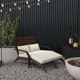 Outsunny Wicker Adirondack Chair for 2 with Cushions & Footrests, PE Rattan Double Chaise Lounge Chair - Photo 2