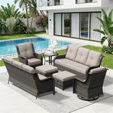 7 Piece Outdoor Wicker Patio Furniture Set, Outdoor Swivel Rocker Patio Chairs Set with Thickened Olefin Cushions - Photo 9