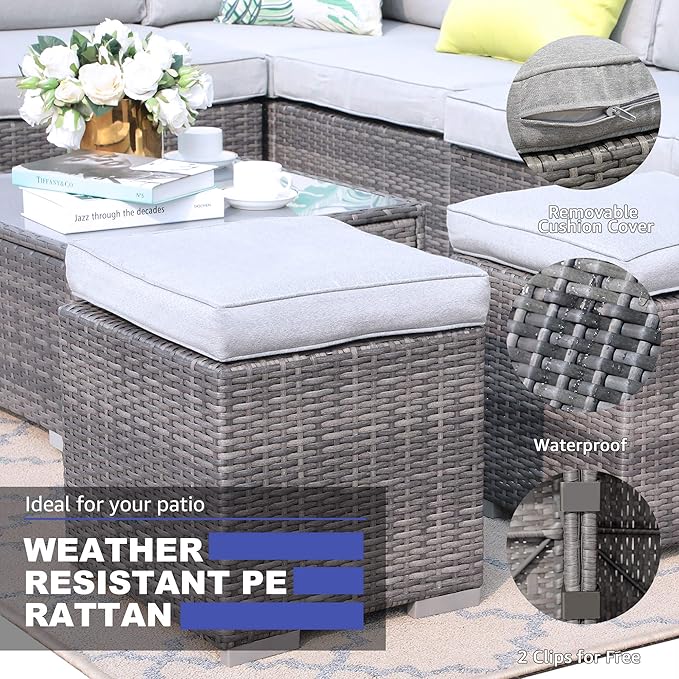 Patiorama 2 Pieces Assembled Outdoor Patio Ottoman - Photo 4