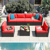 Vongrasig 7 Pieces Patio Furniture Sets, Outdoor All-Weather Wicker Patio Conversation Sets - Photo 1