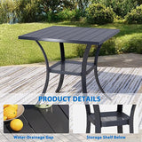 27.5'' Outdoor Patio Table with Storage Shelf, Heavy Duty 400lbs Capacity Square Metal Garden Table - Photo 3