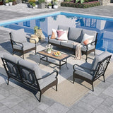 Sophia & William Patio Furniture Set, 5 Piece Metal Outdoor Conversation Set with 3-Seater Outdoor Couch, 2 Sofa Chairs - Photo 1