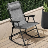 Best Choice Products Outdoor Folding Rocking Chair, Zero Gravity Lounge Chair, Patio Rocker w/Headrest Pillow - Gray - Photo 2