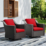 Joyside Swivel Patio Chairs Set of 2, Wicker Patio Furniture with Wide Armrest and Thick Cushions - Photo 1