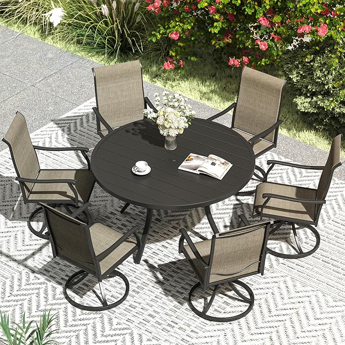 VICLLAX 47.2" Outdoor Round Patio Table for Lawn Garden - Photo 2