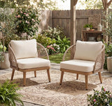 Christopher Knight Home Lydia Set of 2 Boho Patio Furniture Acacia Wood Club Chairs, Outdoor Lounge Chairs - Photo 1