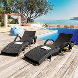 Outdoor Wicker Chaise Lounge Chairs Set of 2 - Photo 1