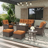 7 Piece Patio Furniture Set with Fire Pit Table - Photo 1