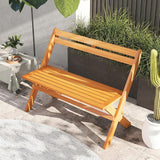 Tangkula Foldable Acacia Wood Outdoor Bench, 2-Person Patio Garden Bench with 800 lbs Capacity - Photo 4