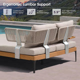 PURPLE LEAF Outdoor Daybed Patio Loveseat Sofa 2-Person Aluminum Chaise Lounge Cushioned Furniture Set with Tray and - Photo 8