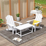 WO Home Furniture Adirondack Chairs Table Set of 3 PCS Outdoor Folding Chairs Coffee Table Weather/UV Resistant for Lawn - Photo 2