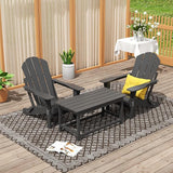 WO Home Furniture Adirondack Chairs Table Set of 3 PCS Outdoor Folding Chairs Coffee Table Weather/UV Resistant for Lawn - Photo 2