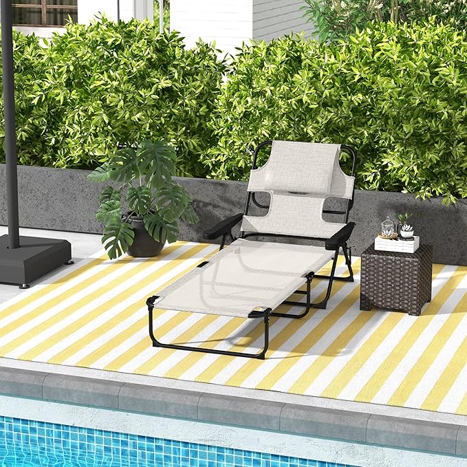3-in-1 Oversized Sun Tanning Chair with Mat & Face Hole - Photo 2