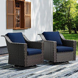 Joyside Swivel Patio Chairs Set of 2, Wicker Patio Furniture with Wide Armrest and Thick Cushions - Photo 1