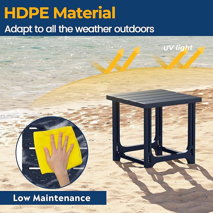 Costaelm Cayman 2-Piece HDPE Plastic Adirondack Patio Chair Set with 18" Side Table, White