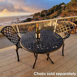 Sunnydaze Decorative Lattice Cast Aluminum Patio Dining Table with Umbrella Hole - 33-Inch Diameter - Black - Photo 8