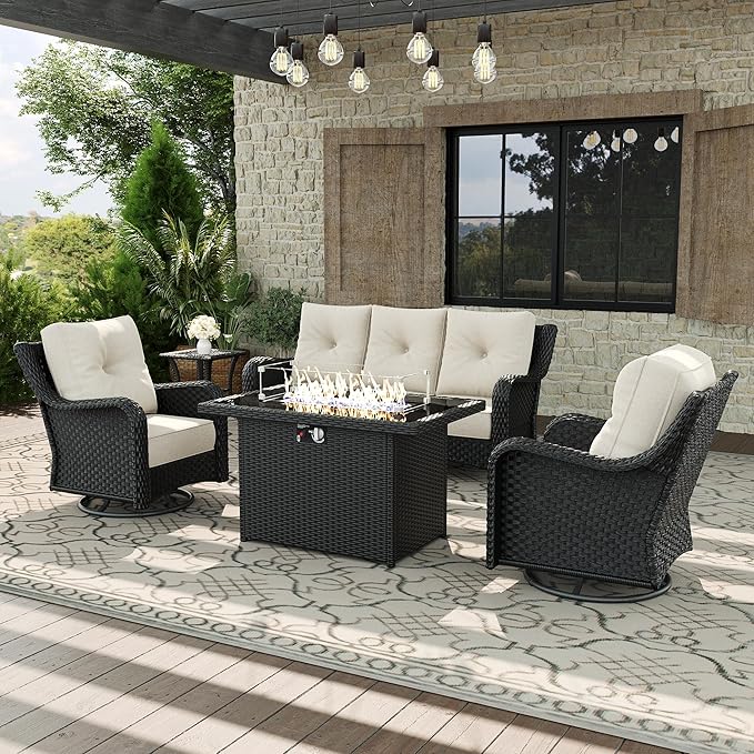 5 Piece Patio Furniture Set with Fire Pit Table - Photo 1