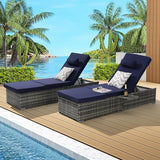 Outdoor Chaise Lounge Chair Set of 2 Wicker Pool Lounge Chairs Tanning Lounges for Outside Lawn Sunbathing Chairs with - Photo 1