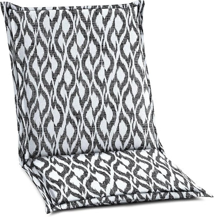 BrylaneHome Hinged Back & Seat Cushion - 21.5" H Seat Back - Patio & Outdoor - Water, Stain & Fade Resistant - Black Ikat