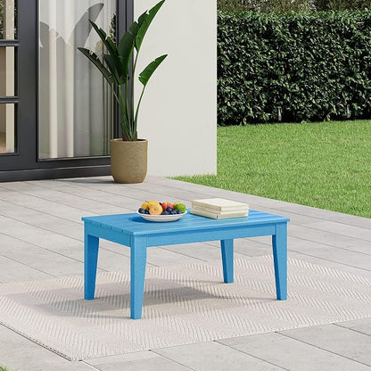 WestinTrends Malibu Low Outdoor HDPE Patio Rectangle Coffee Table, Pacific Blue