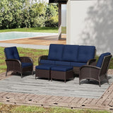 Joyside Wicker Patio Furniture Set, 5 Piece Outdoor Furniture Set with Thickened Cushions, High Back, Deep Seating - Photo 5