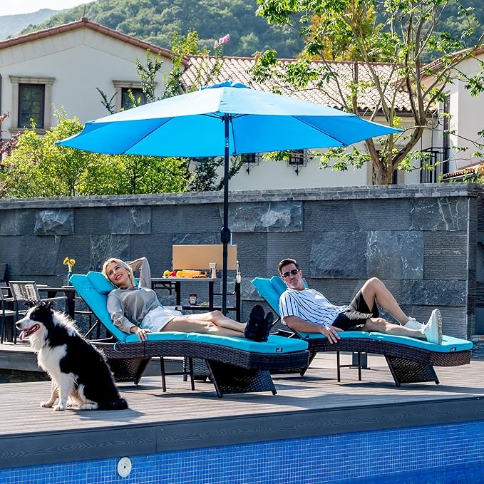 Sundale Outdoor Chaise Lounge Set of 4, Wicker Patio Lounge Chairs for Outside - Photo 6