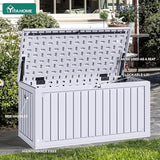 YITAHOME 90 Gallon Large Deck Box, Double-Wall Resin Outdoor Storage Boxes, Deck Storage for Patio Furniture, Cushions - Photo 2