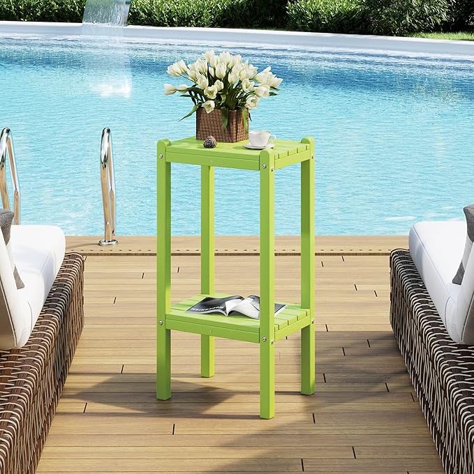 Costaelm Outdoor Side Table, 2-Tier Small Patio Coffee Tables for Outside, Outdoor End Tables for Patio - Photo 1