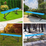 6 Feet Outdoor Benches, Blue Heavy Duty Metal Park Bench for Outside, Weatherproof Dock Bench - Photo 7