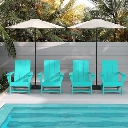 WestinTrends Ashore Modern Outdoor Folding Adirondack Chair (Set of 4), Turquoise