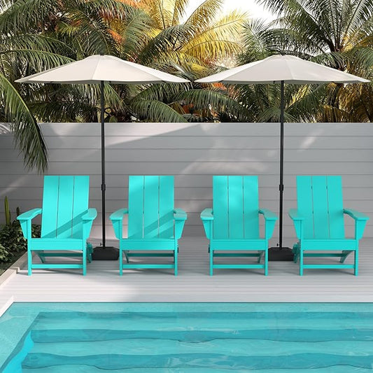 WestinTrends Ashore Modern Outdoor Folding Adirondack Chair (Set of 4), Turquoise