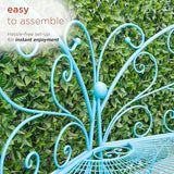 Alpine Corporation BAZ400BL Indoor Outdoor Metal Butterfly Shaped Garden Bench, 62" Long, Blue - Photo 7