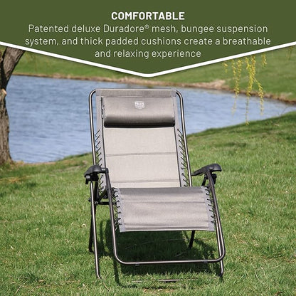 TIMBER RIDGE Aluminum Zero Gravity Chairs, Folding Recliner Chair Padded with Cup Holder and Headrest, Adjustable Lounge Reclining Chair for Outdoor Camping Lawn Patio Indoor, Supports 350lbs, Brown