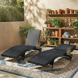 Patio Wicker Chaise Lounge Chairs Set of 2, Outdoor Reclining Lounge Chair w/Rolling Wheels, Pull-Out Side Table - Photo 1