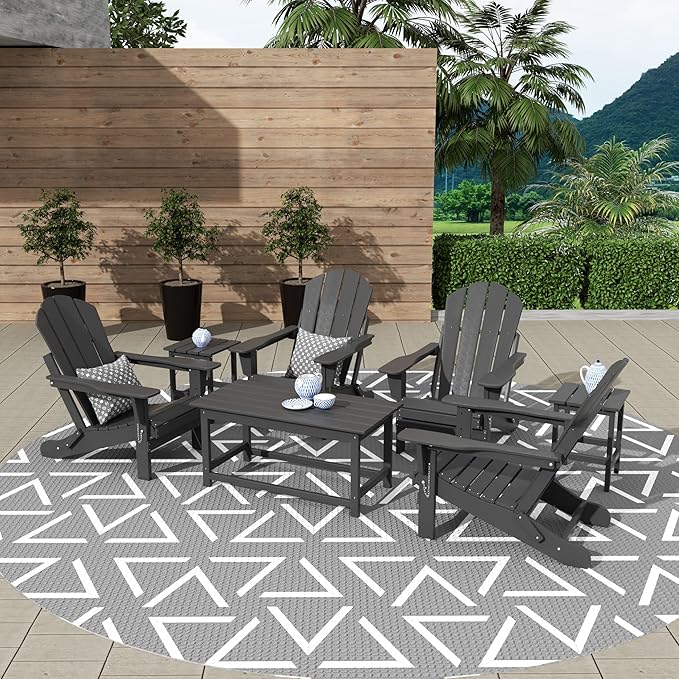 WestinTrends Malibu 3-Piece Set Outdoor Coffee and Side Table for Adirondack Chair, Gray - Photo 3