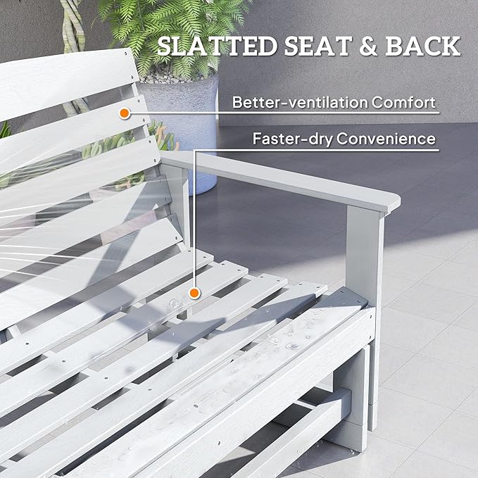 Outsunny 2-Person Outdoor Glider Bench Patio Double Swing Rocking Chair Loveseat w/Slatted HDPE Frame for Backyard - Photo 7