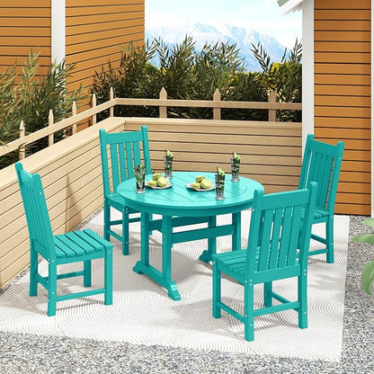 Costaelm Armless Outdoor Chair, Patio Adirondack Chair, HDPE Poly Lumber Waterproof Restaurant Bistro Kitchen Dining Chair for Outside Porch Backyard Garden, Turquoise