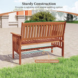 Tangkula Outdoor Wood Garden Bench, 2-Person Patio Park Bench with Backrest, Armrests and Slatted Seat - Photo 9