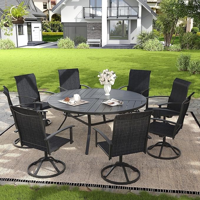 VICLLAX 63" Round Patio Dining Table for 8-10 - Photo 2