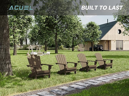 Folding HDPE Adirondack Chair, Weather-Resistant Patio Chair with Wide Armrests & High Backrest, Fire Pit Chair for Garden, Backyard, Porch