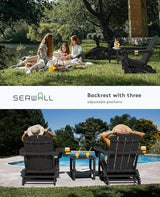 SERWALL 5-Piece Adjustable Adirondack Chair and Ottoman and Table Set, Black - Photo 6